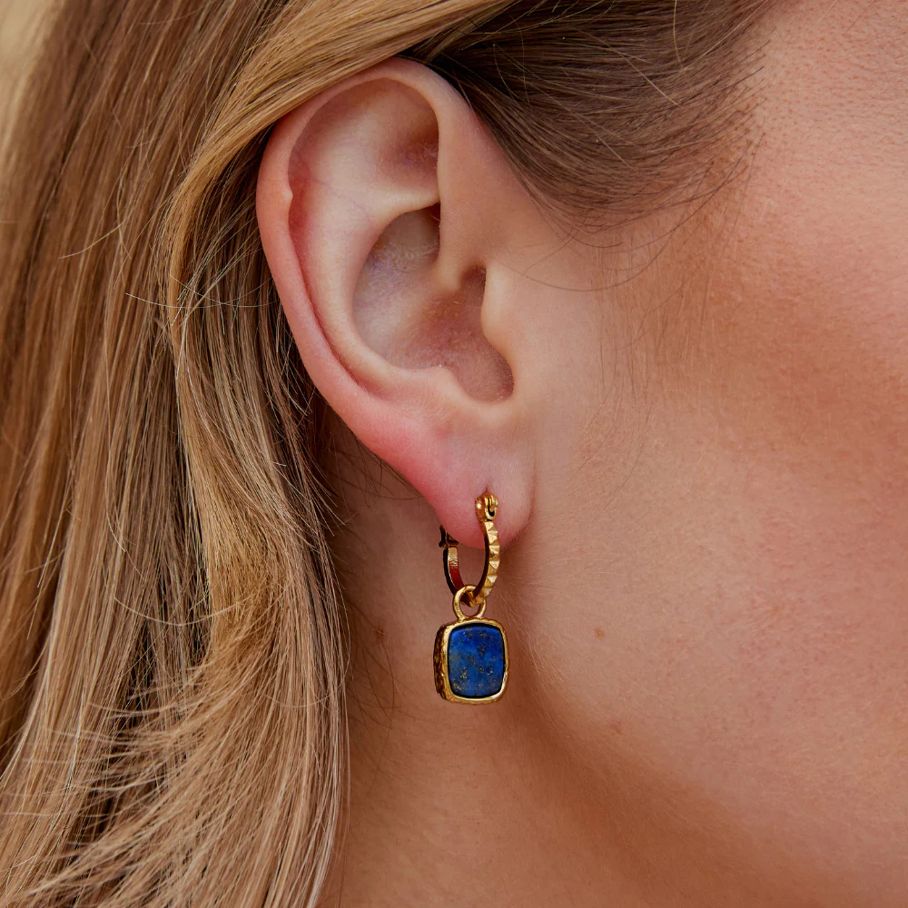 Astoria Blue Stone Hoop Earrings - Image 2