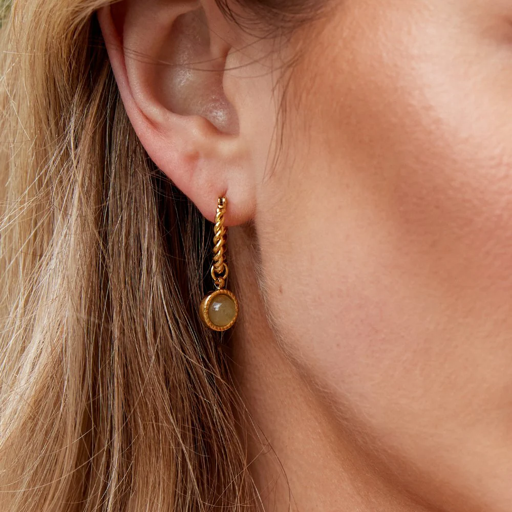 Aventurine Twisted Hoop Earrings - Image 2