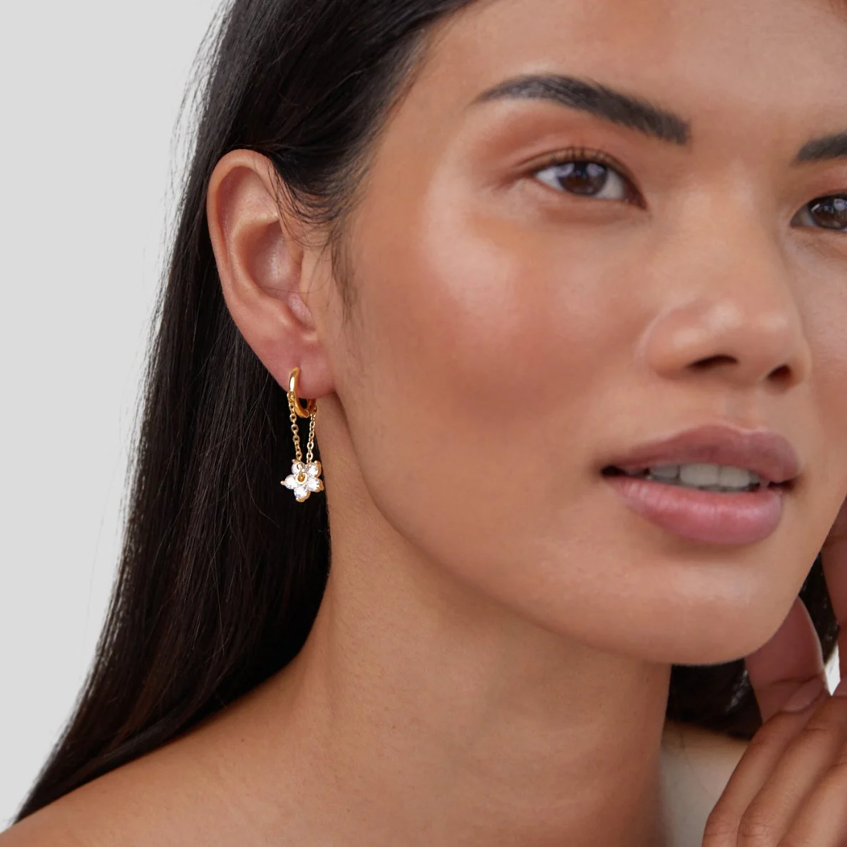 Blooming Petal Crystal Earrings - Image 3