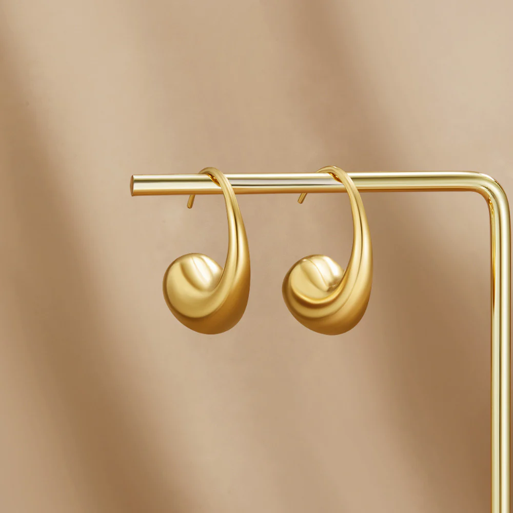 Chunky Gold Teardrop Earrings