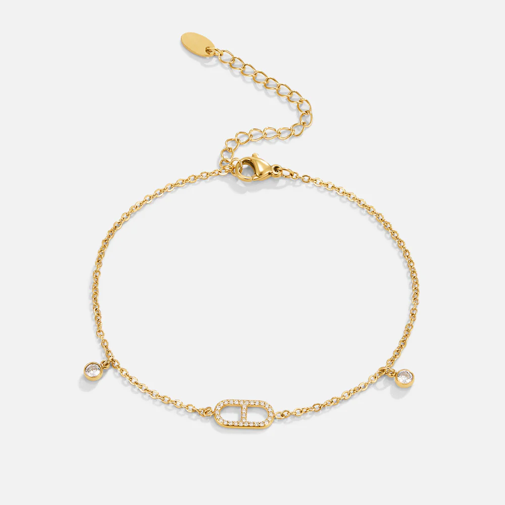 Eliza Gold Crystal Anklet - Image 4