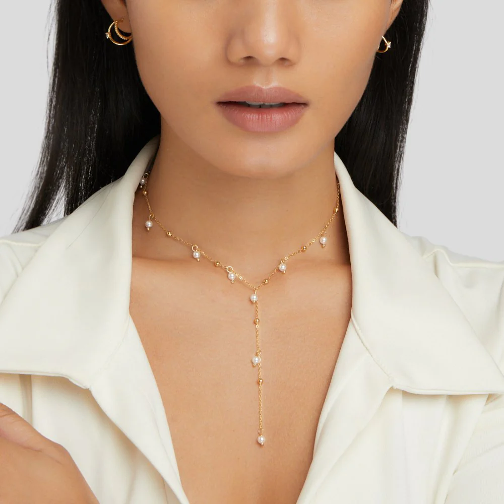 Lariat Pearl Drop Necklace - Image 5