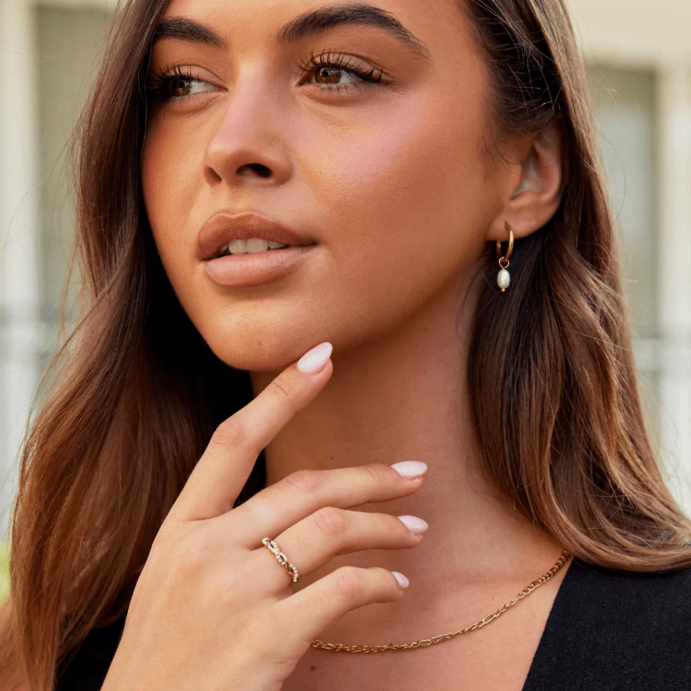 Freshwater Pearl Bella Hoop Earrings - Image 6