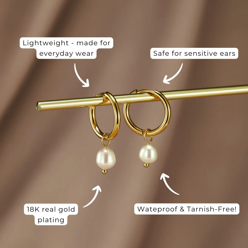 Freshwater Pearl Bella Hoop Earrings - Image 9