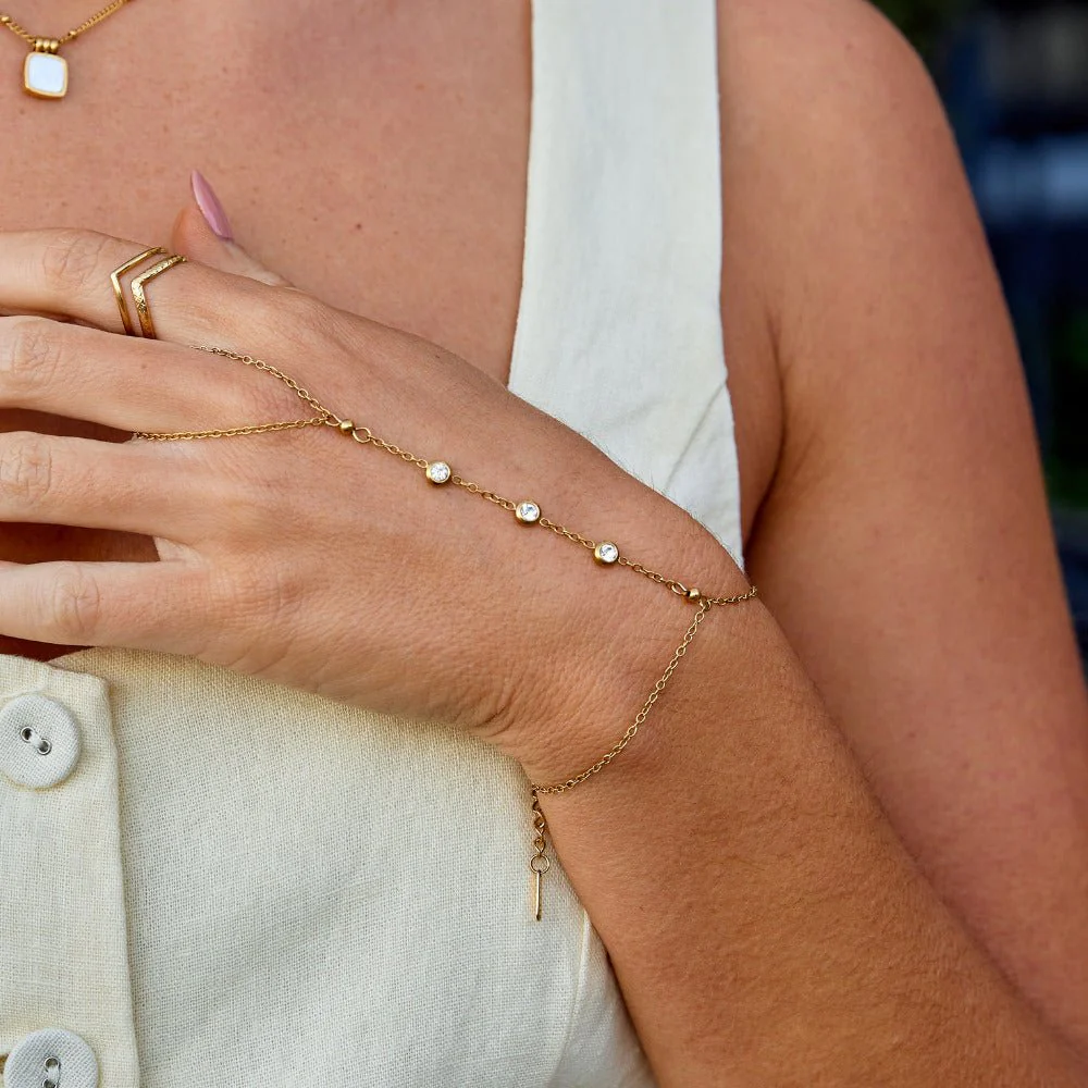Freya Crystal Hand Chain Bracelet - Image 6