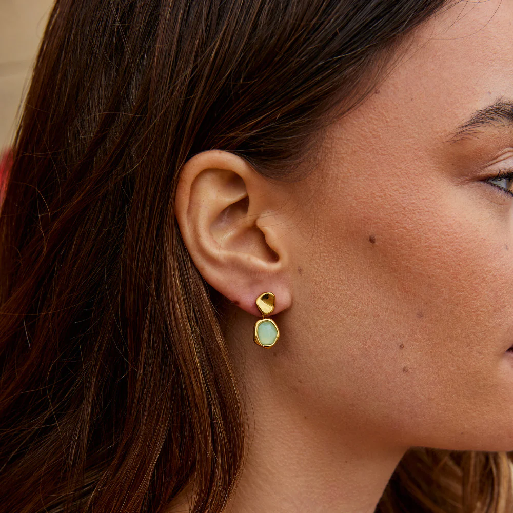 Gold Aquamarine Drop Earrings - Image 5
