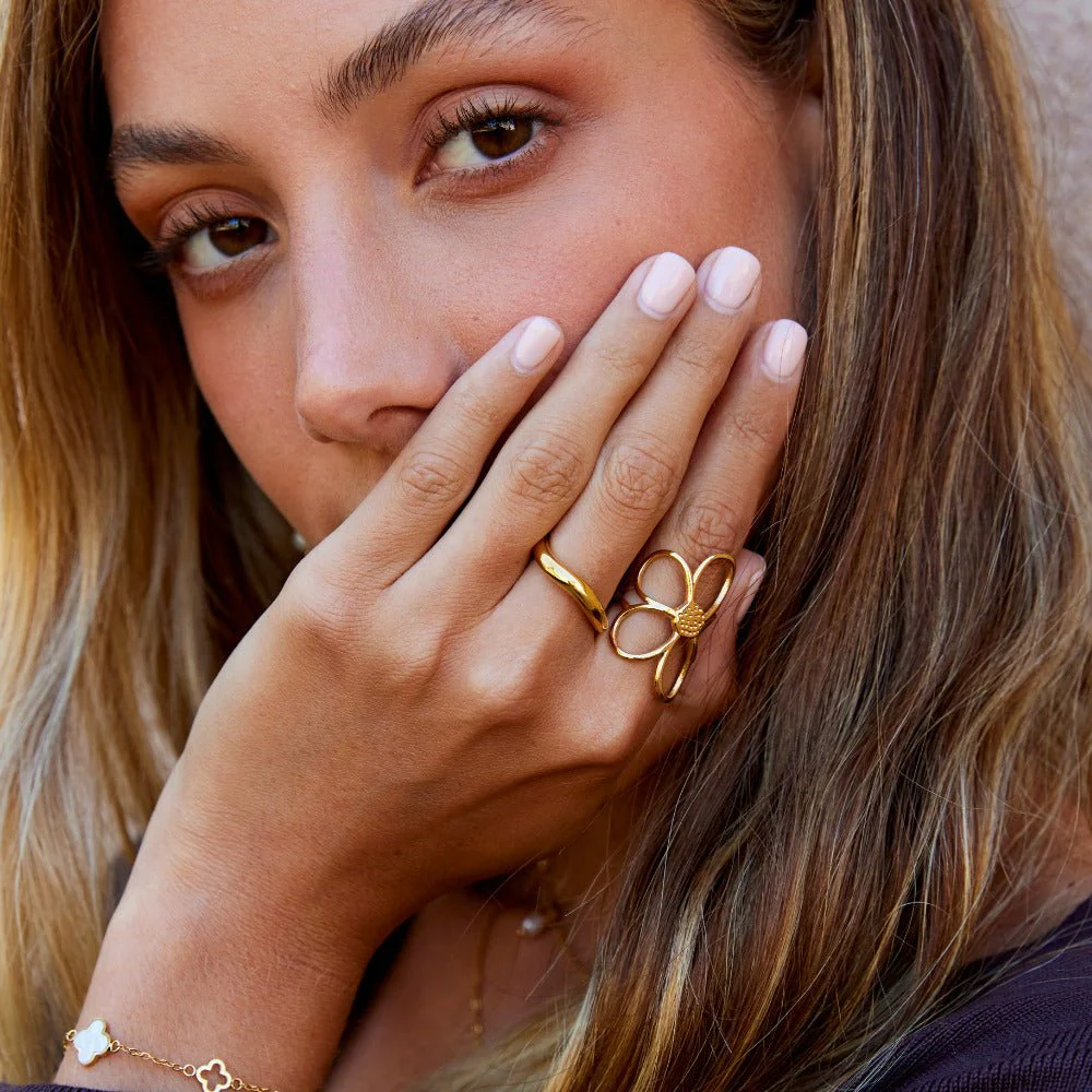 Golden Daisy Flower Ring - Image 5