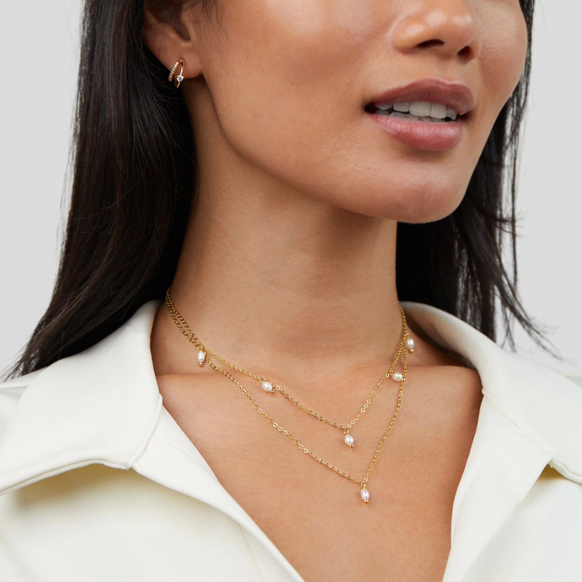 Kayla Pearl Drop Layered Necklace - Image 5
