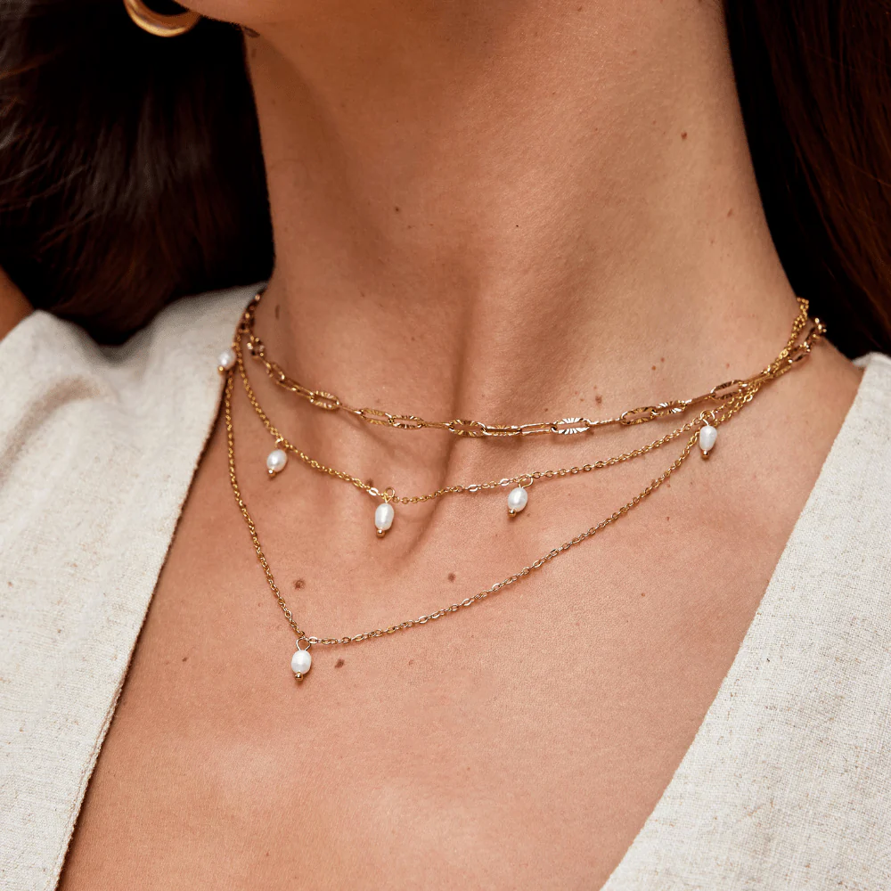 Kayla Pearl Drop Layered Necklace - Image 7