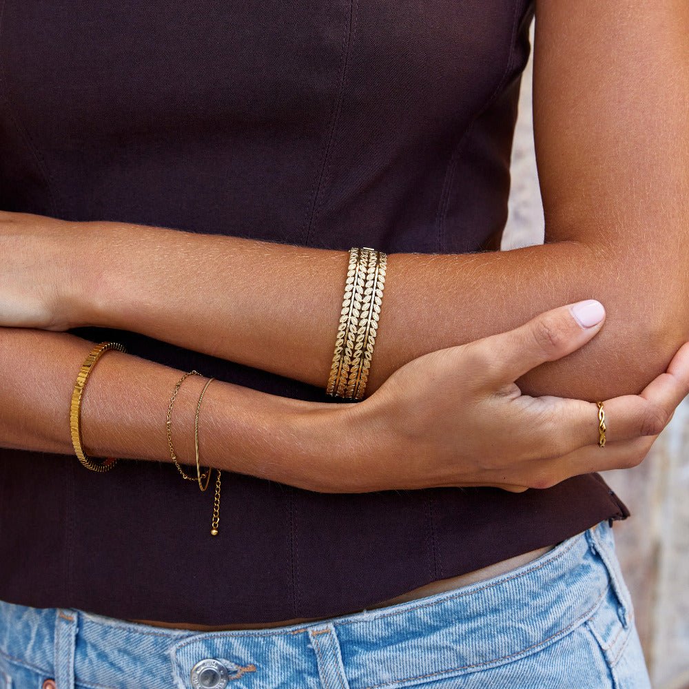 Layered Gold Leaf Bangle - Image 5