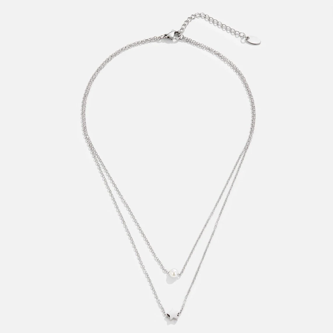 Layered Silver Star & Pearl Necklace - Image 4