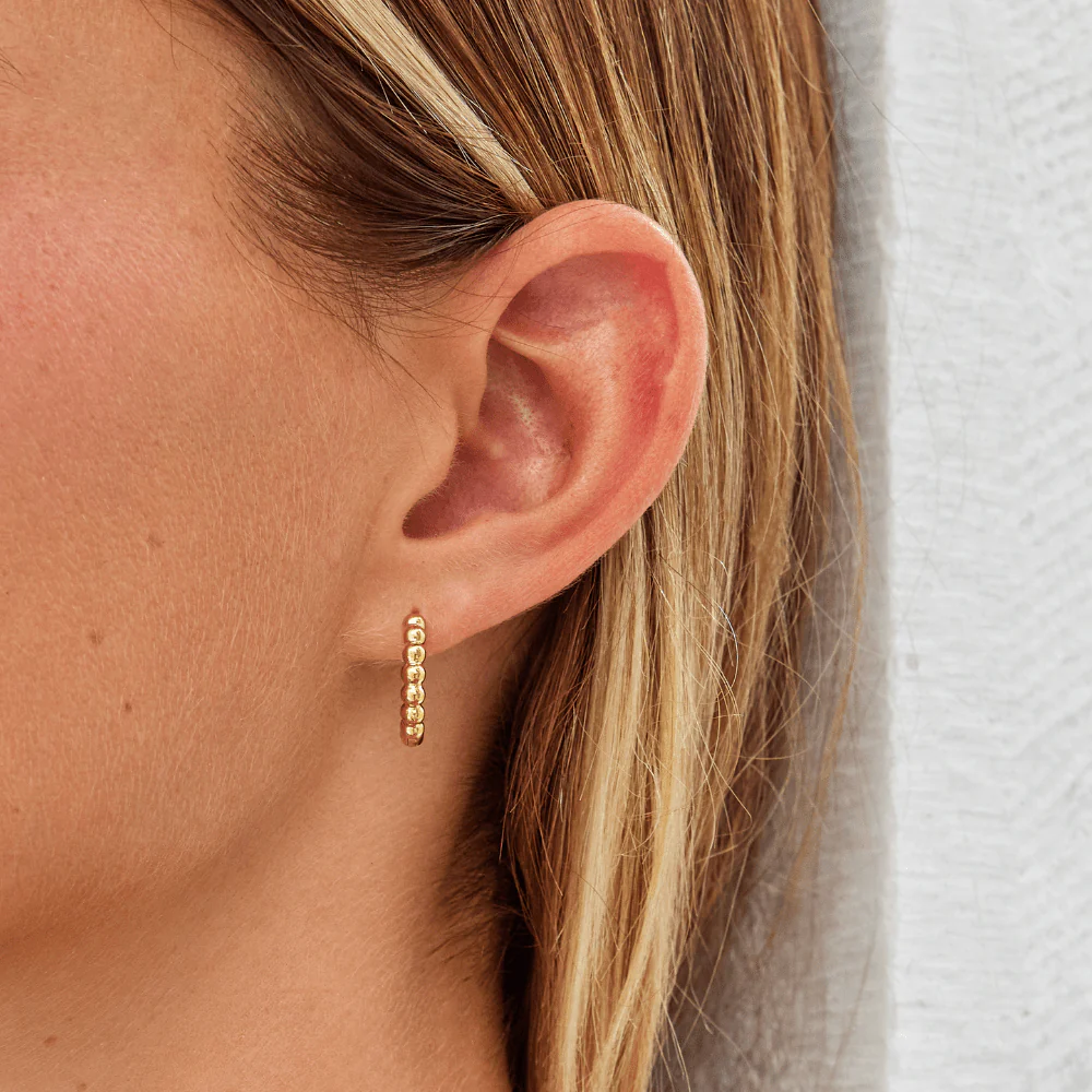 Leona Gold Bead Hoop Earrings - Image 2