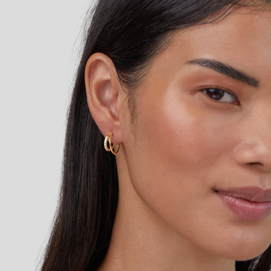 Leyla Crystal Double Hoop Earrings - Image 4