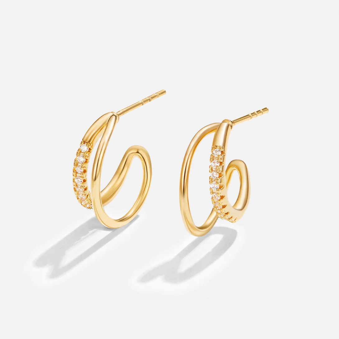Leyla Crystal Double Hoop Earrings - Image 5