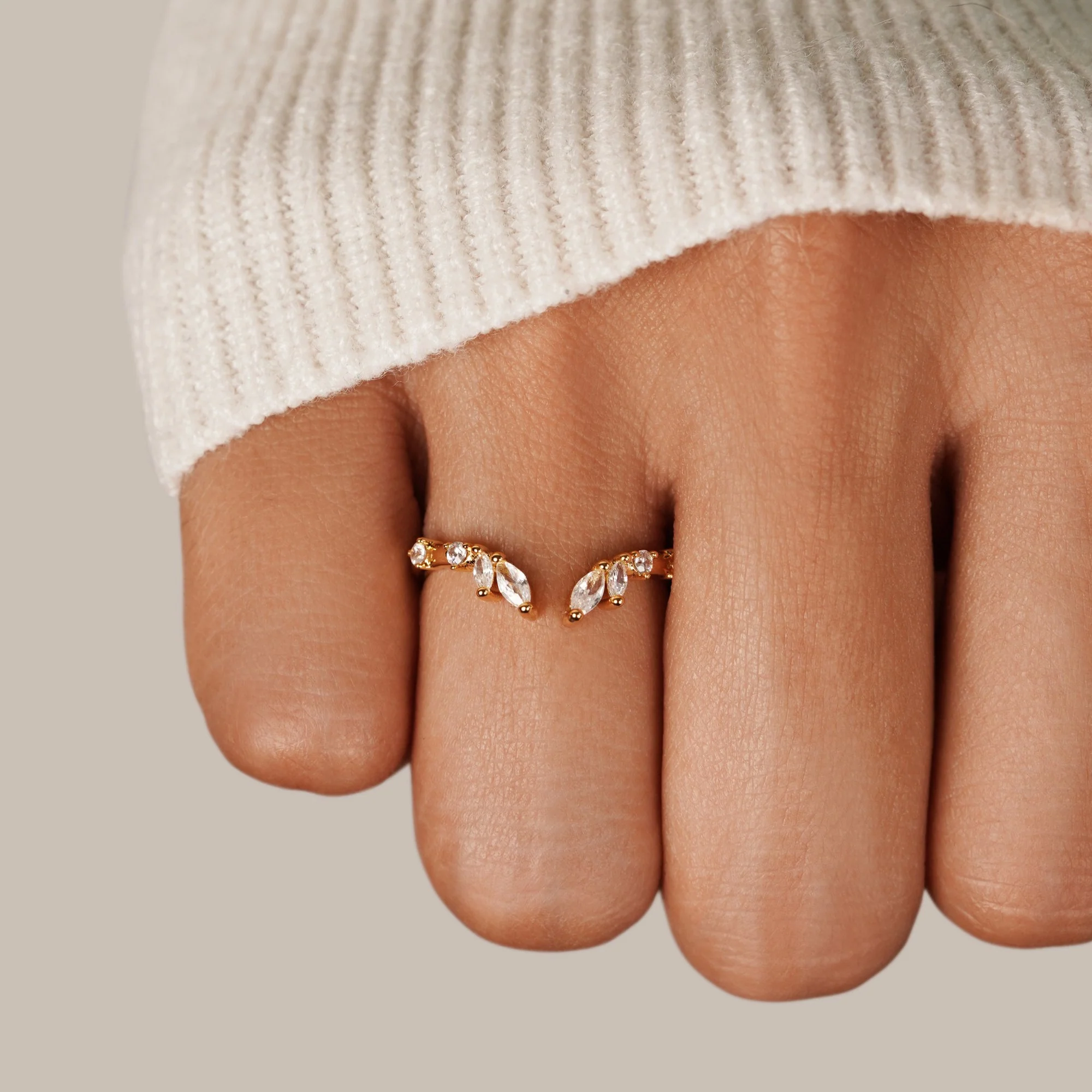 Lily Crystal Gold Vine Ring - Image 2