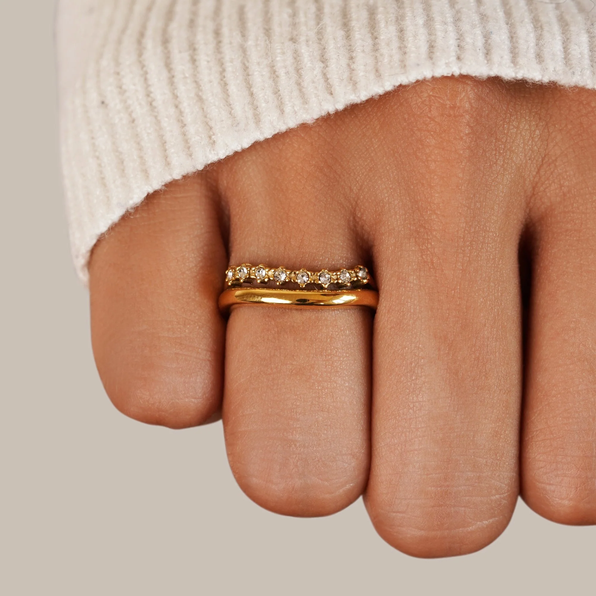Marissa White Crystal Layered Ring - Image 2