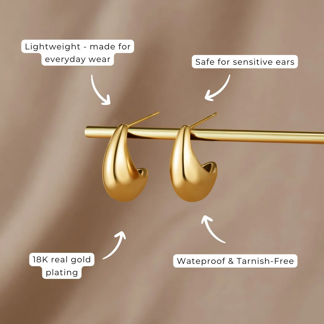 Mini Curved Gold Hoops - Image 7