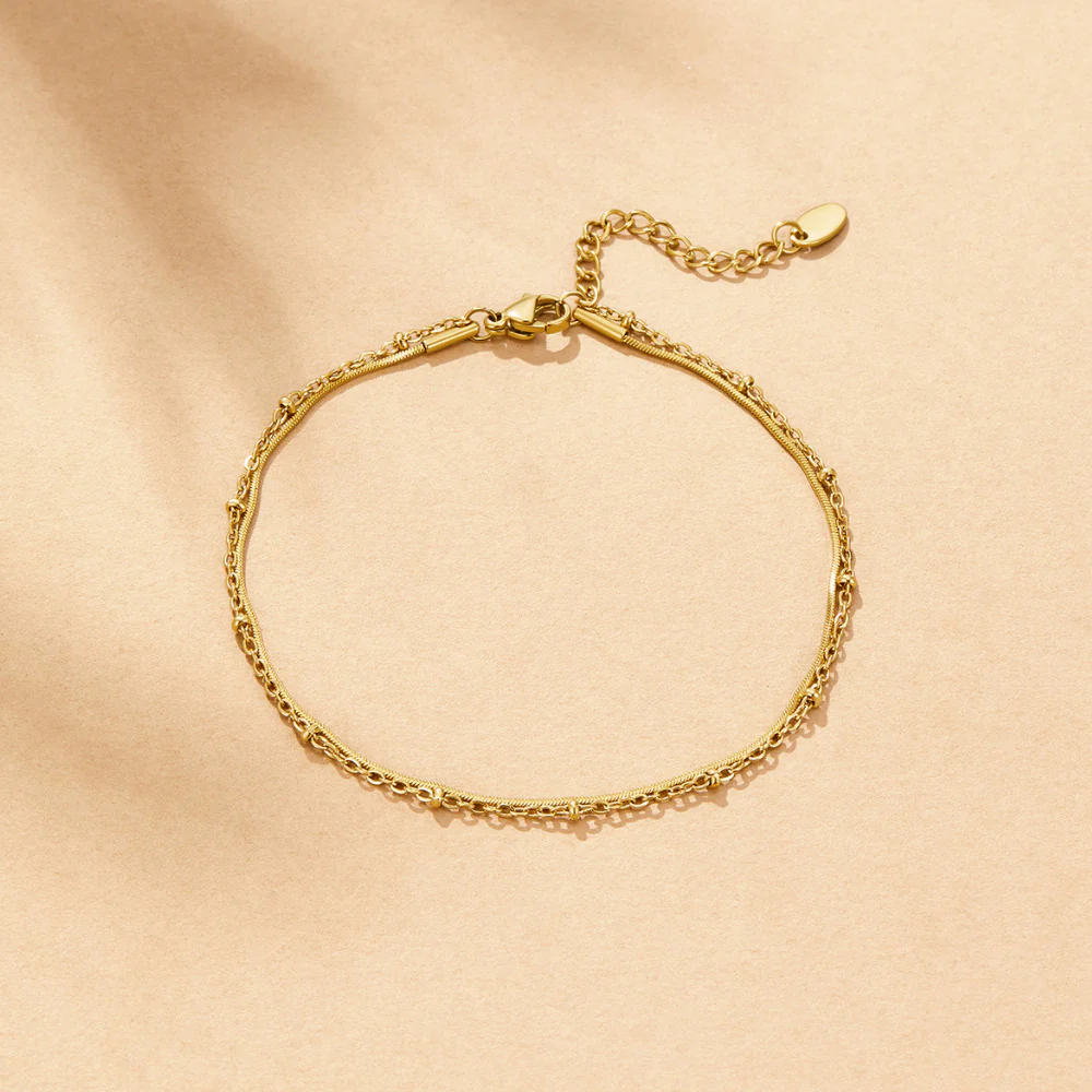Pia Gold Layered Anklet - Image 2