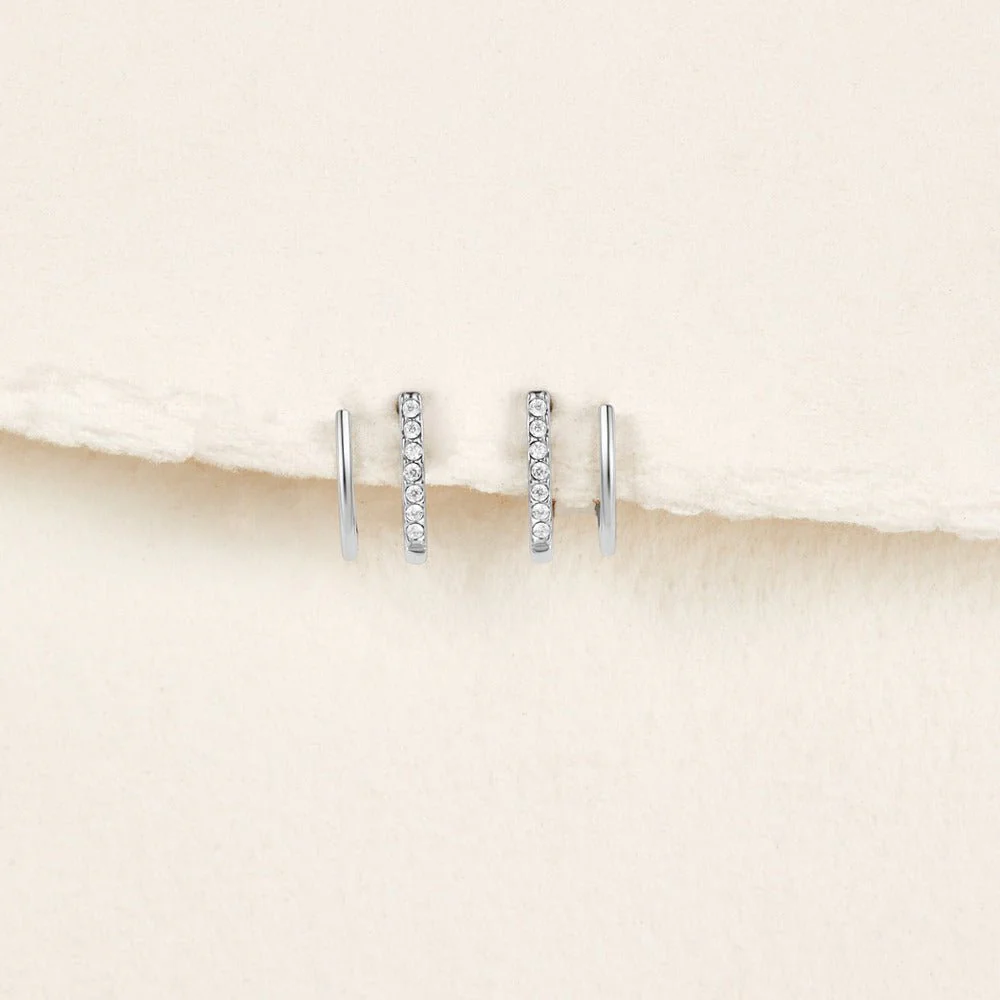 Silver & Crystal Claw Earrings - Image 3