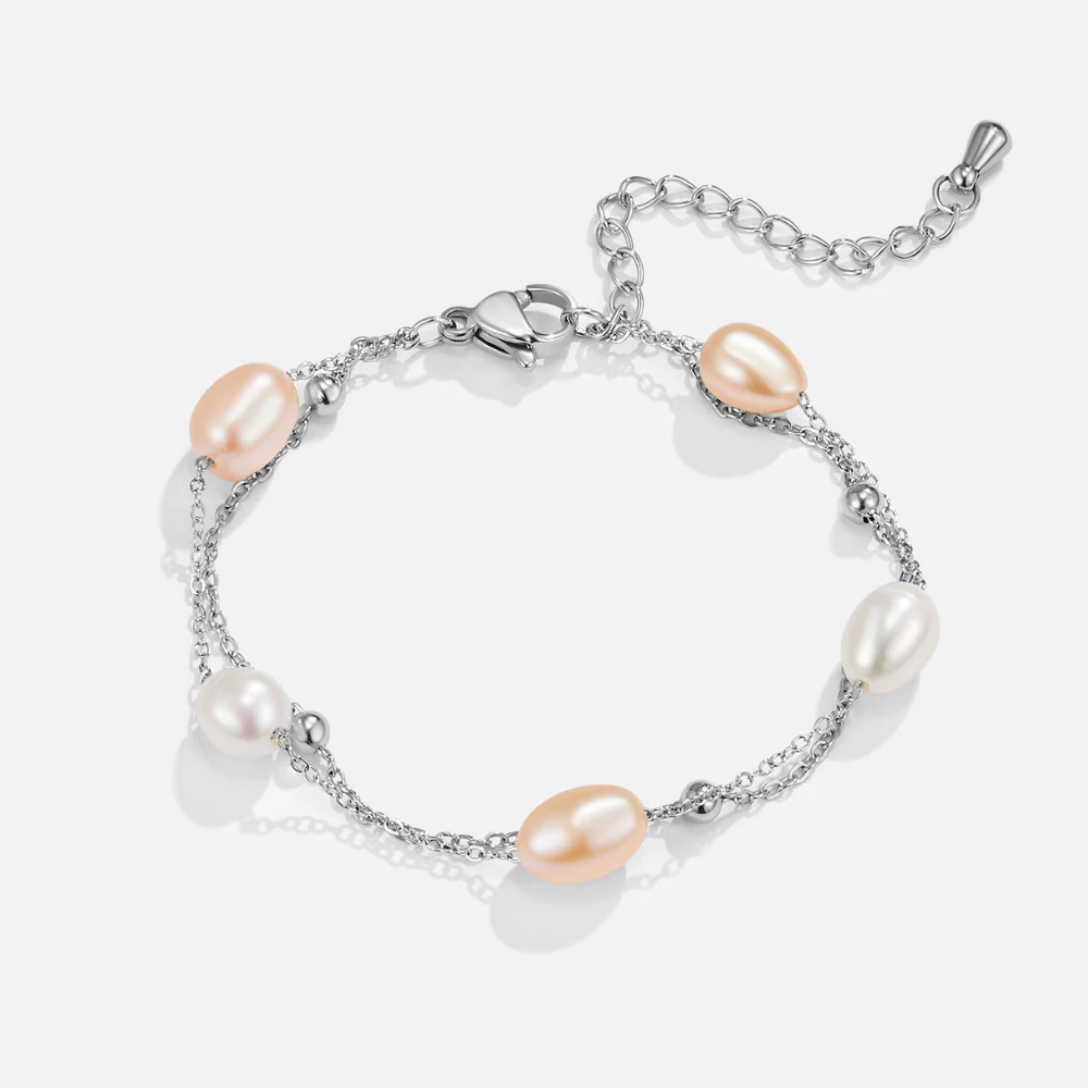 Silver Freshwater Pearl Layered Bracelet - Image 3