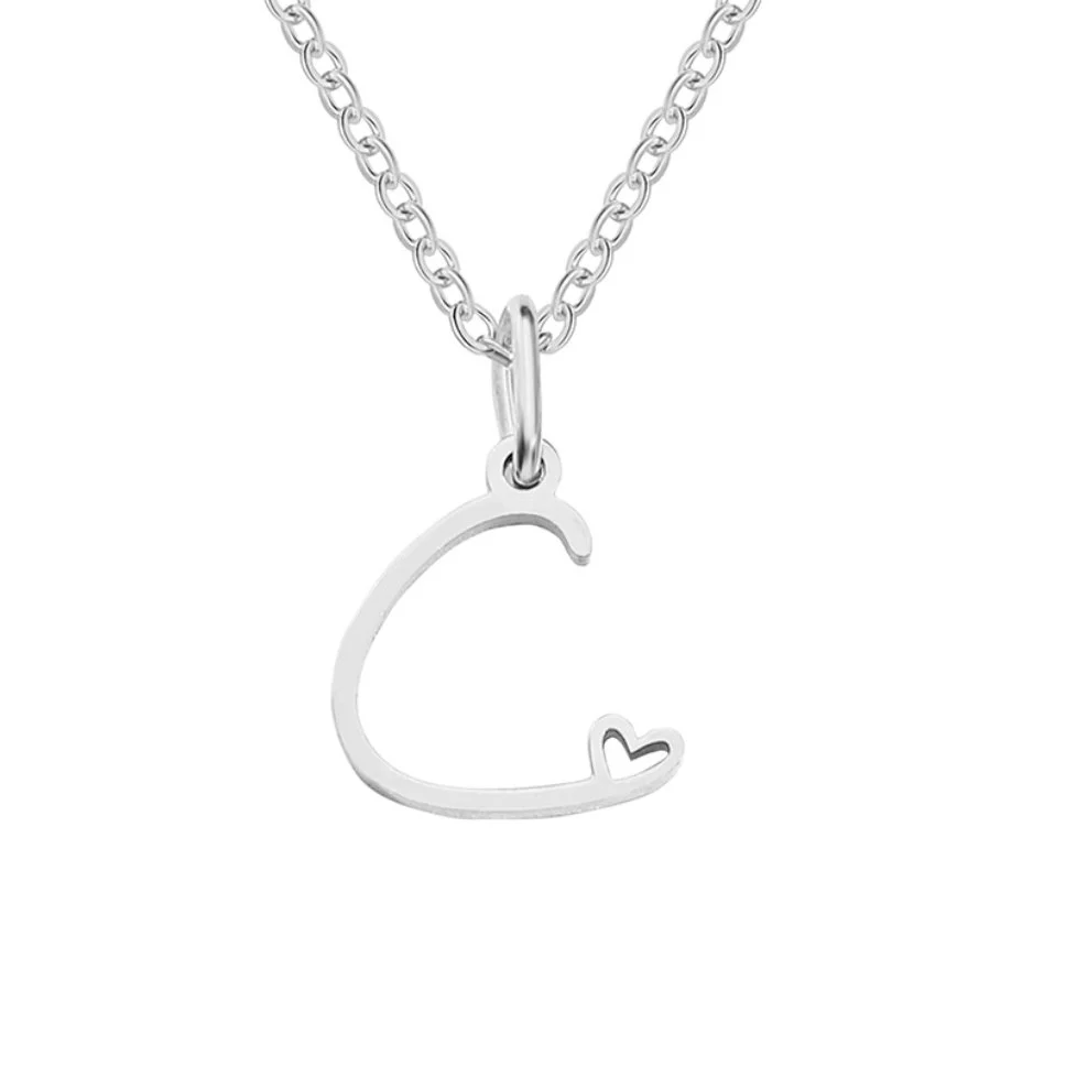Silver Letter Heart Necklace - Image 8
