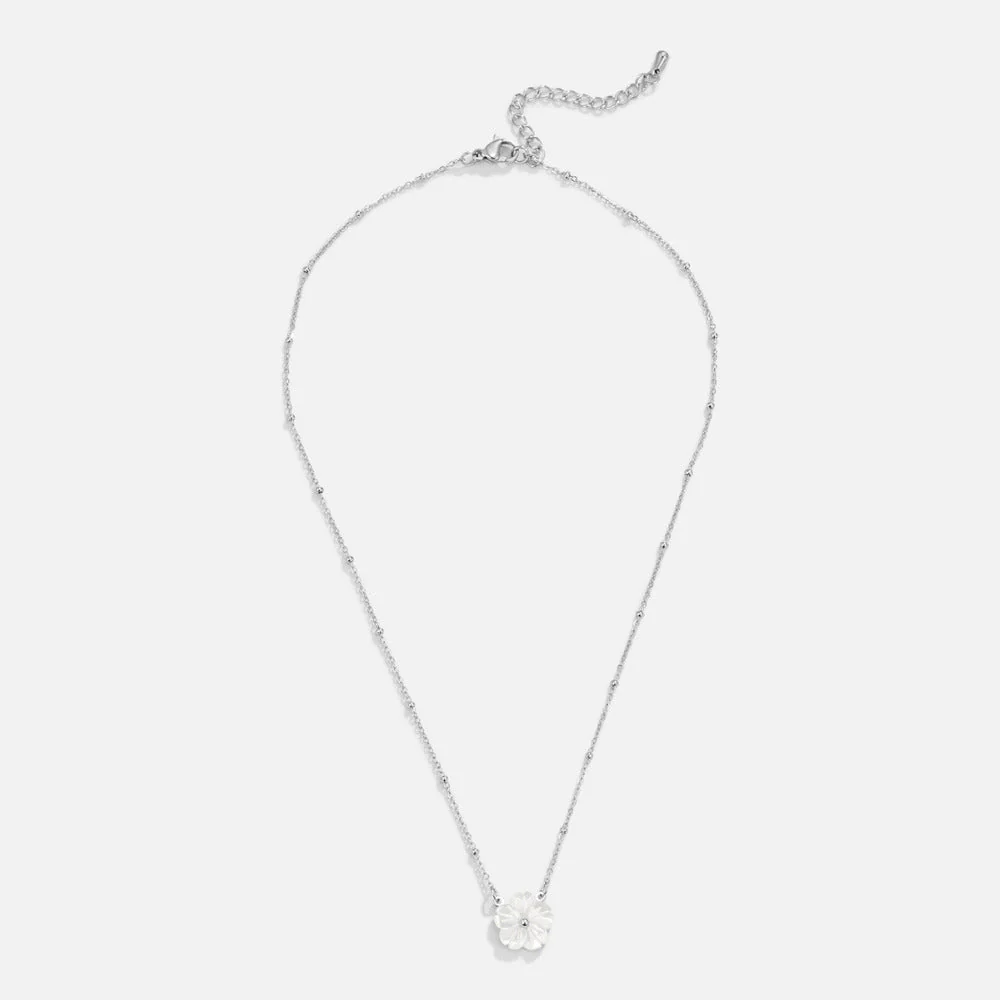 Silver White Blossom Flower Necklace - Image 3