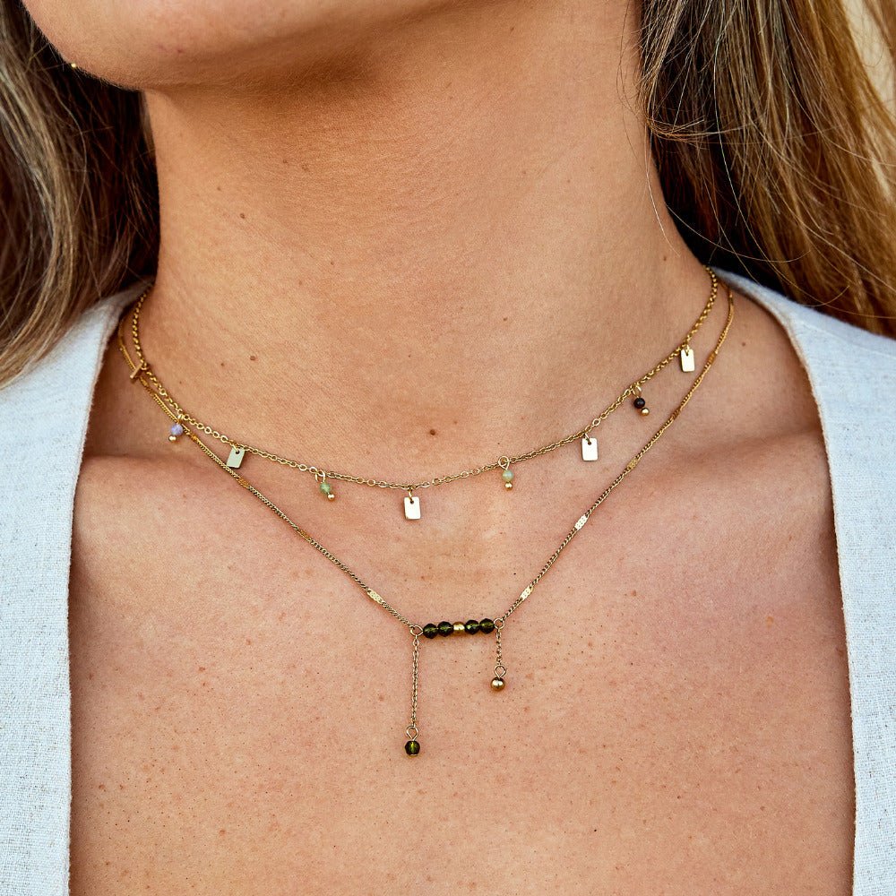 Tara Gold Square Droplet Necklace - Image 2