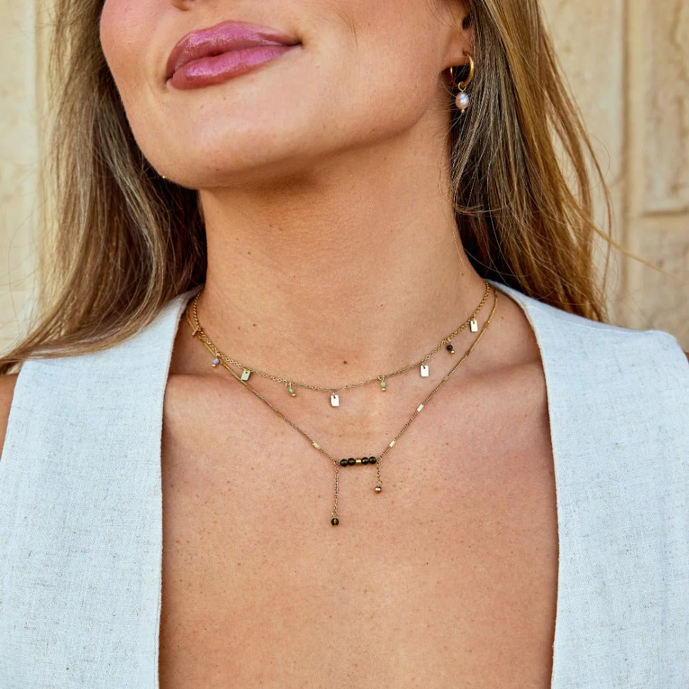 Tara Gold Square Droplet Necklace - Image 5