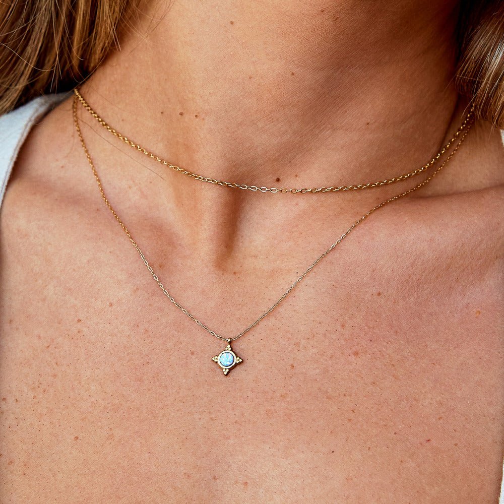 Vintage Blue Opal Pendant Necklace - Image 2