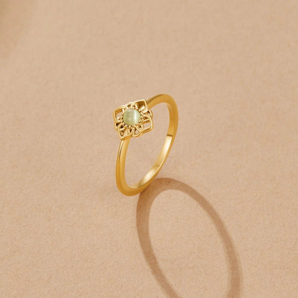 Vintage Lotus Flower Opal Ring - Image 3