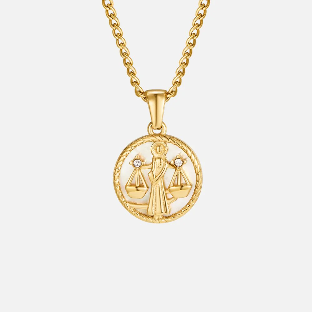 White Shell Zodiac Coin Necklace - Image 12