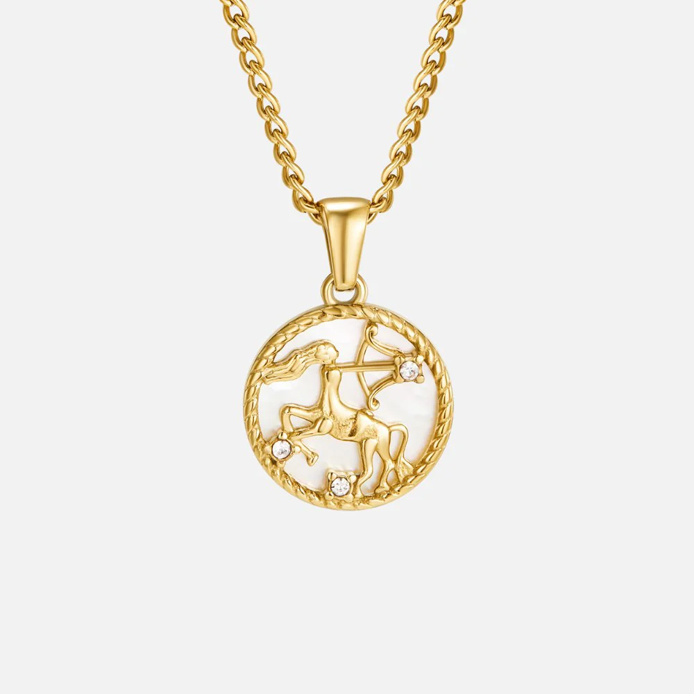 White Shell Zodiac Coin Necklace - Image 14