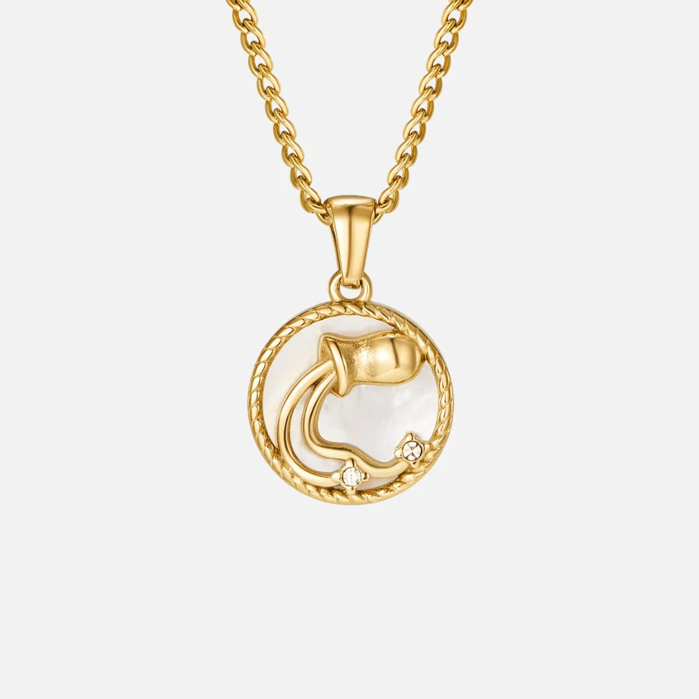 White Shell Zodiac Coin Necklace - Image 16
