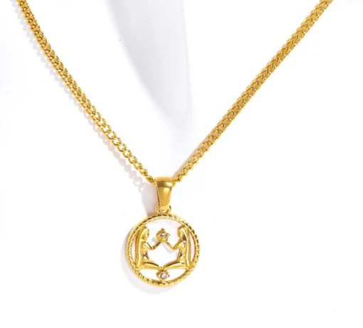 White Shell Zodiac Coin Necklace - Image 19