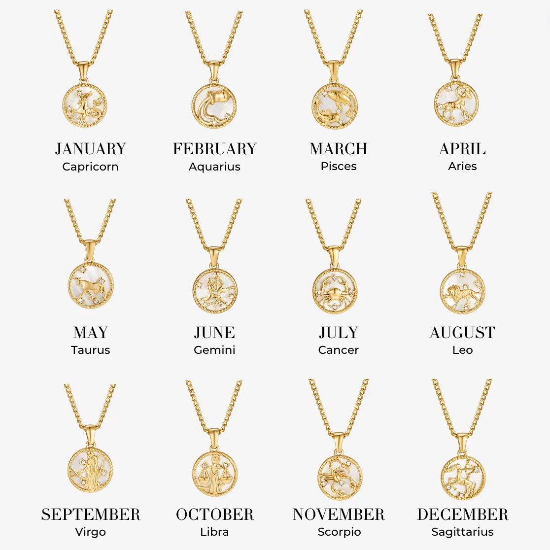 White Shell Zodiac Coin Necklace - Image 3