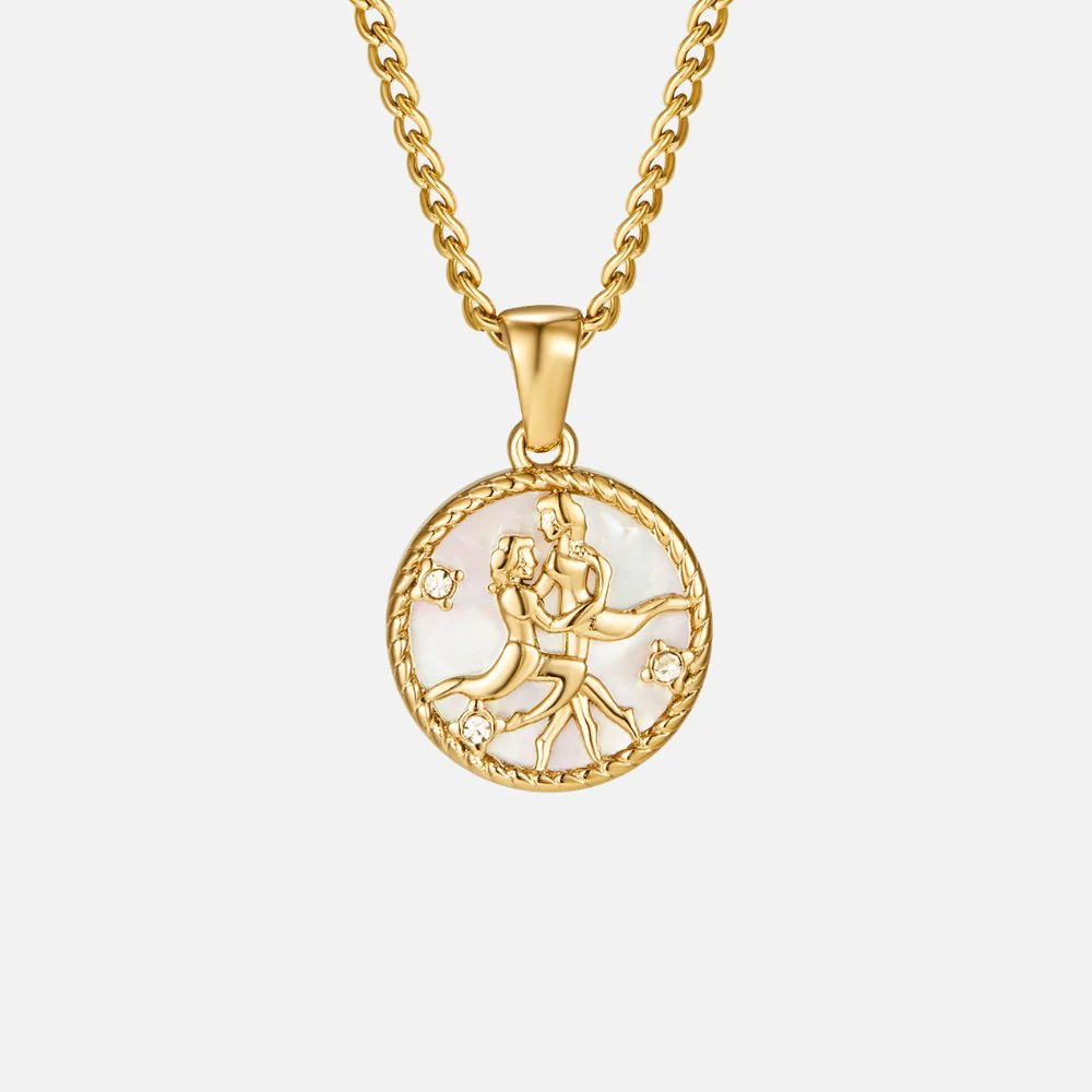 White Shell Zodiac Coin Necklace - Image 8